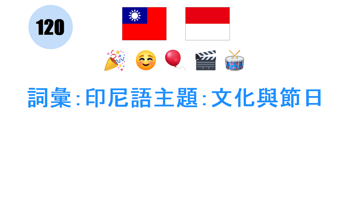 詞彙：印尼語主題：文化與節日